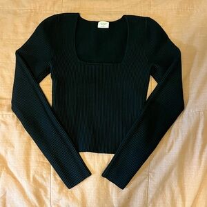 Abercrombie & Fitch Black Ribbed Crop Top
